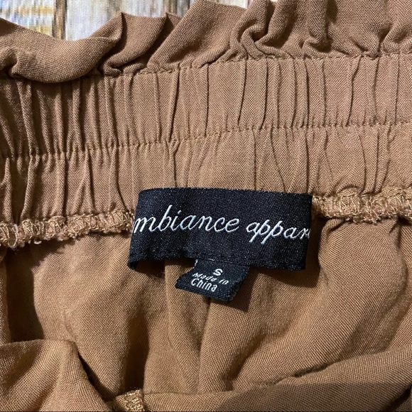 Ambiance Apparel Brown Paper Bag Waist Tie Soft High Waisted Shorts - Picture 3 of 4